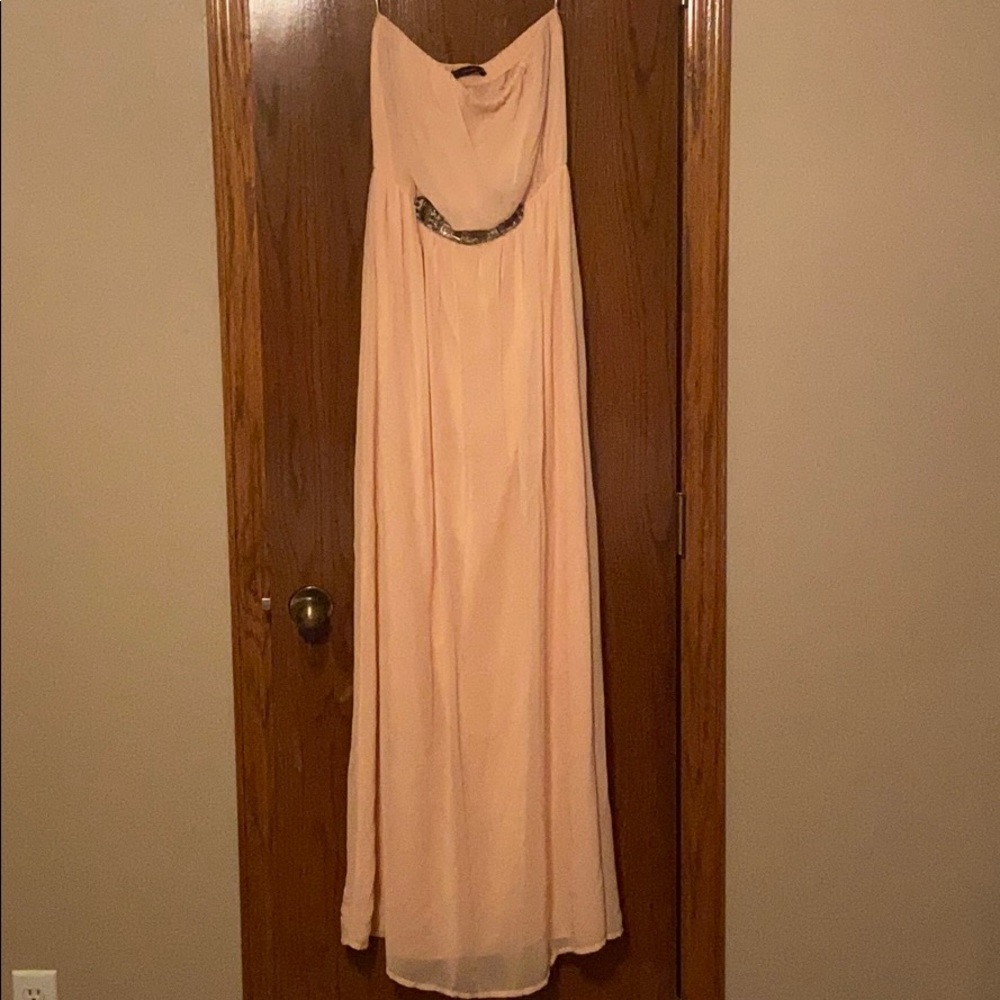 Blush pink strapless Zara dress